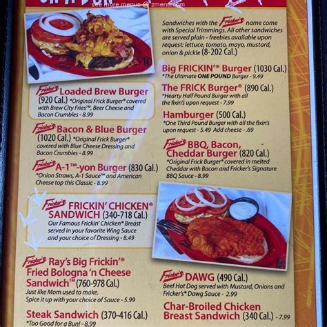 frickers menu|fricker's menu order.